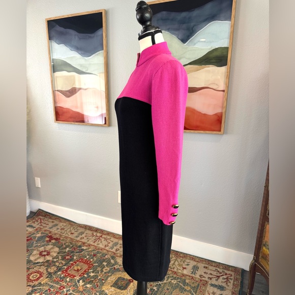St. John Pink and Black Knit Dress - Picture 6 of 10